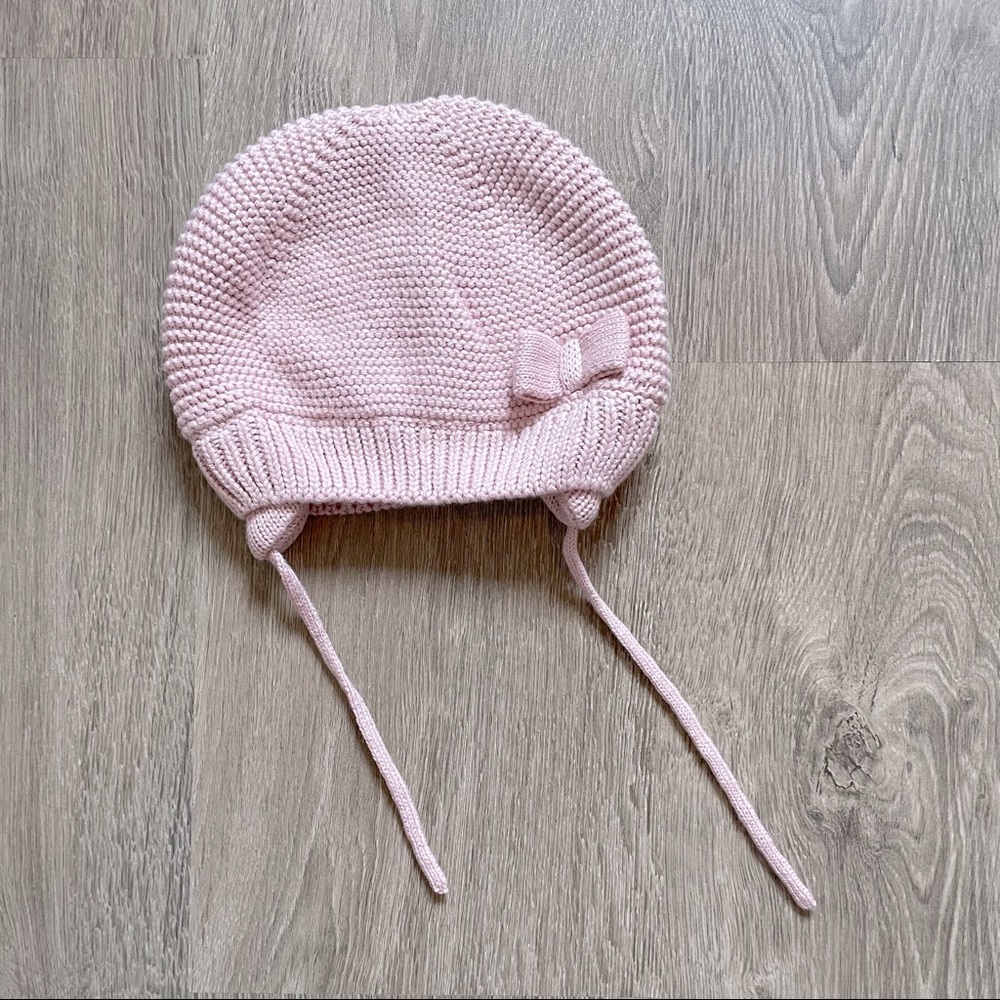 Baby knitted pink hat